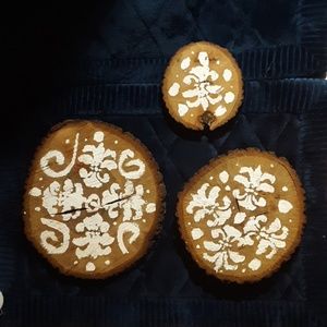 Fleur de lis wood stump Handmade painting decor